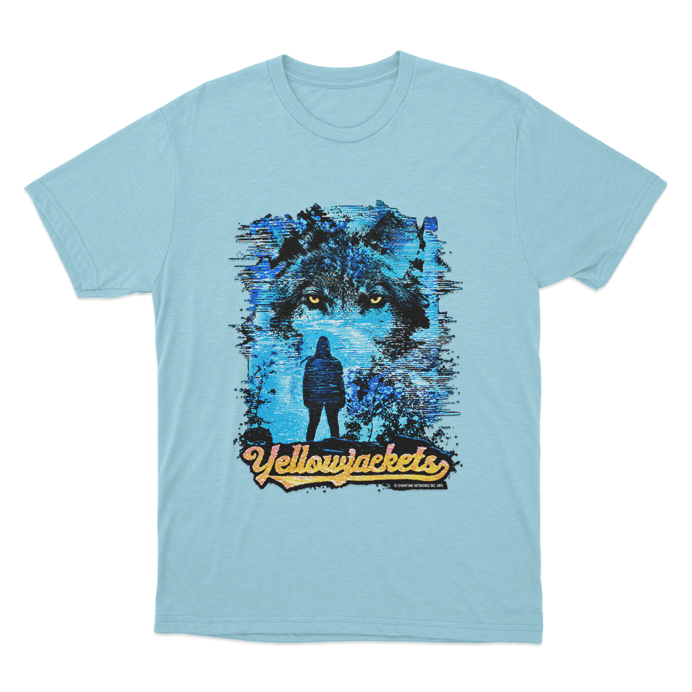 Yellowjackets Wolf TV Glitch Unisex T Shirt Sky Blue Yellowjackets Wolf TV Glitch Unisex T Shirt Sky Blue